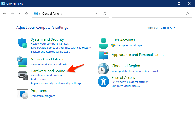 Windows 11 Systemsteuerung Hardware und Sound