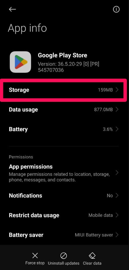 Limpe o Cache e os Dados do Aplicativo Google Play Store - Erro DF-DdFERH-01 da Google Play Store