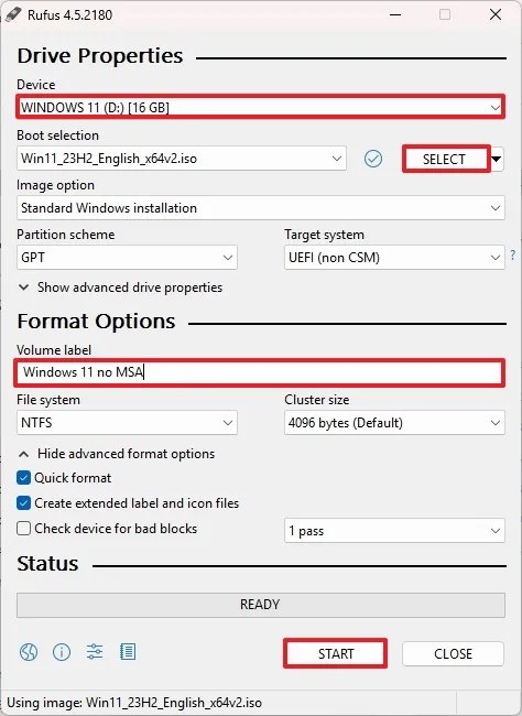 Rufus Windows 11 without Microsoft account