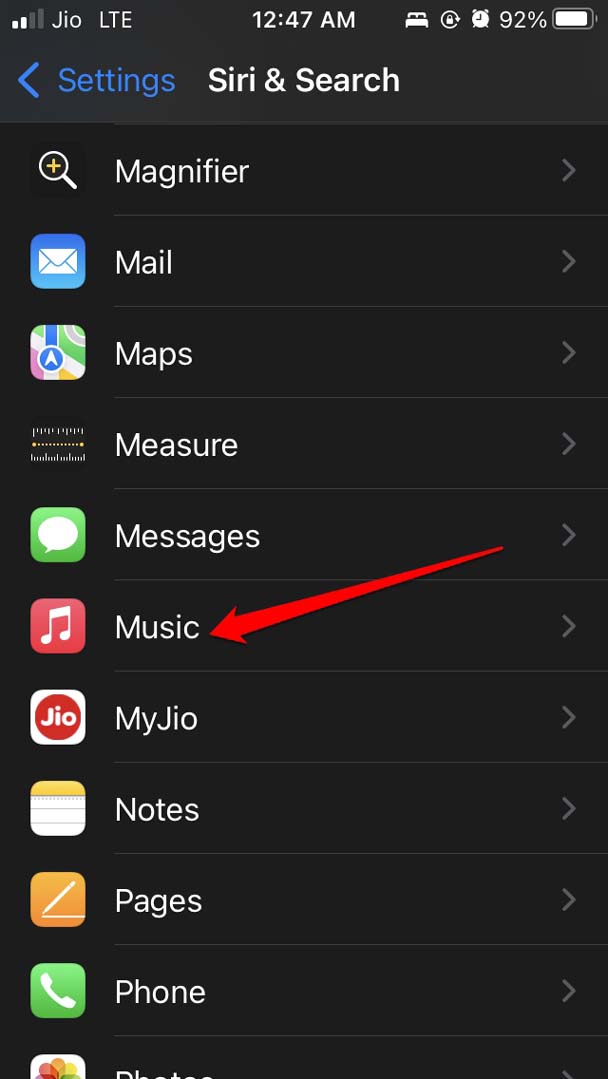 configurações do Siri para Apple Music