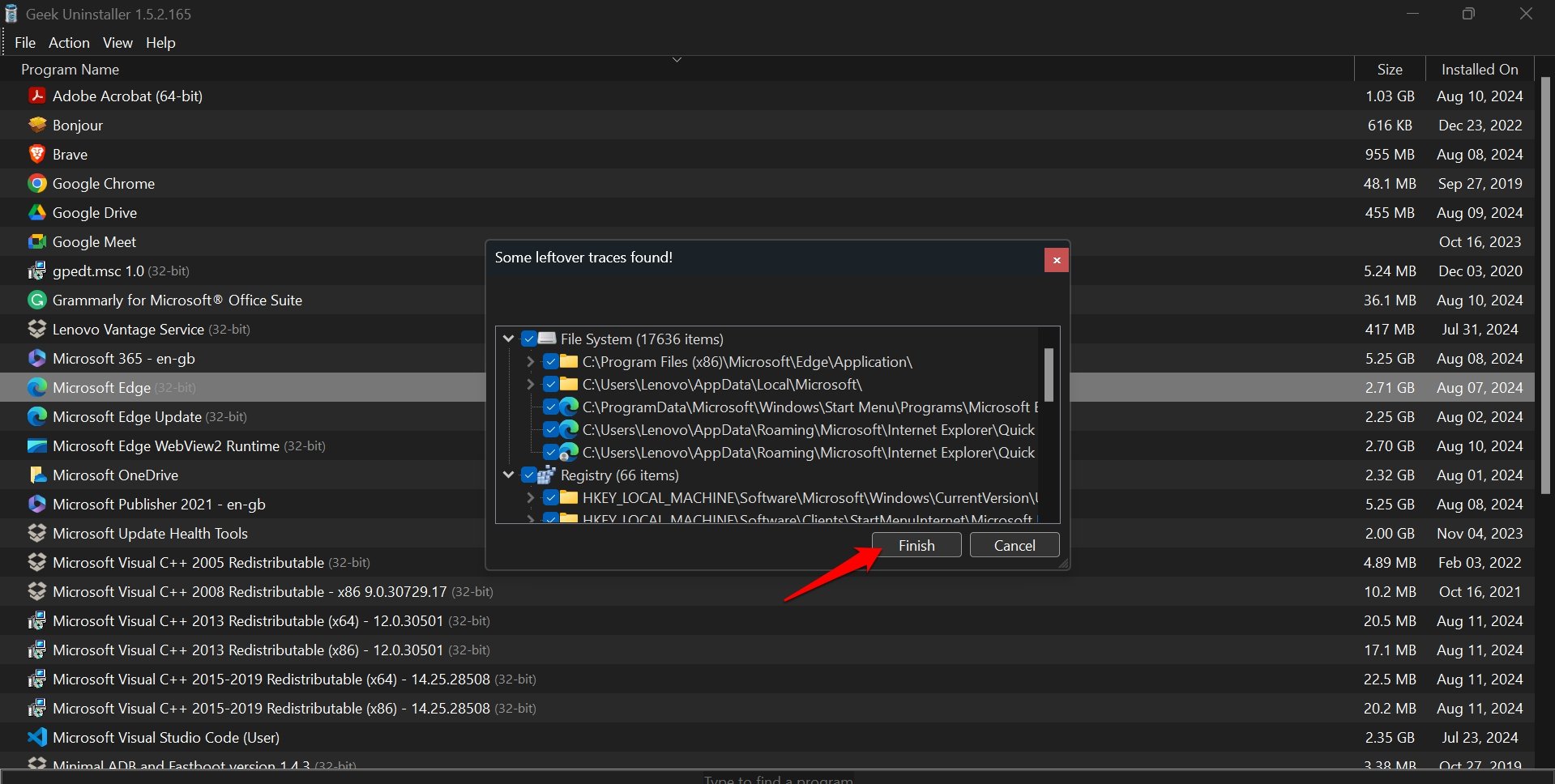 finalizar desinstalación del navegador Edge en Windows 11