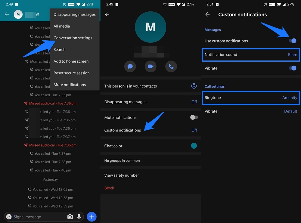Mudar Som de Notificação do Signal para Chat Personalizado