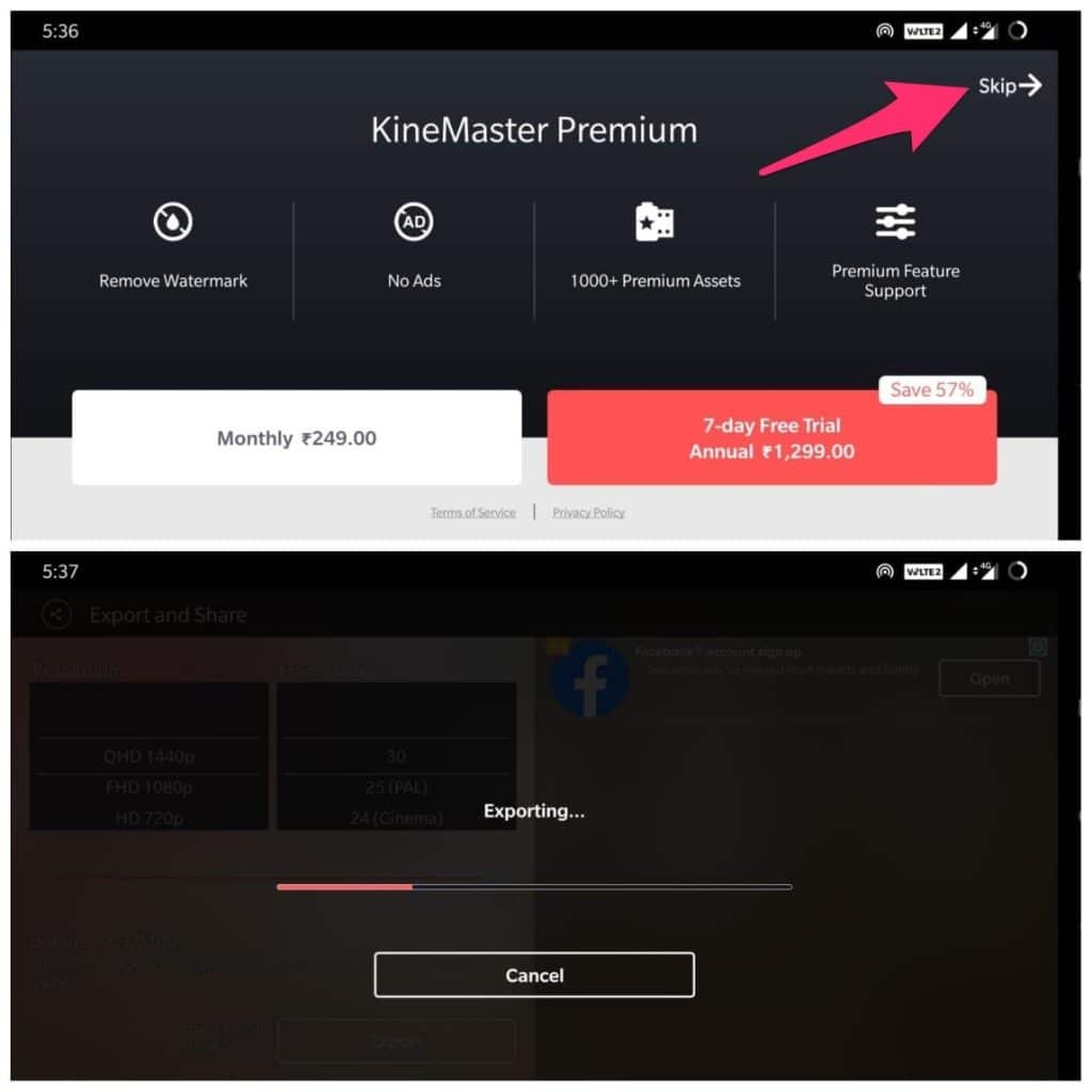 Fonctionnalité Premium KineMaster