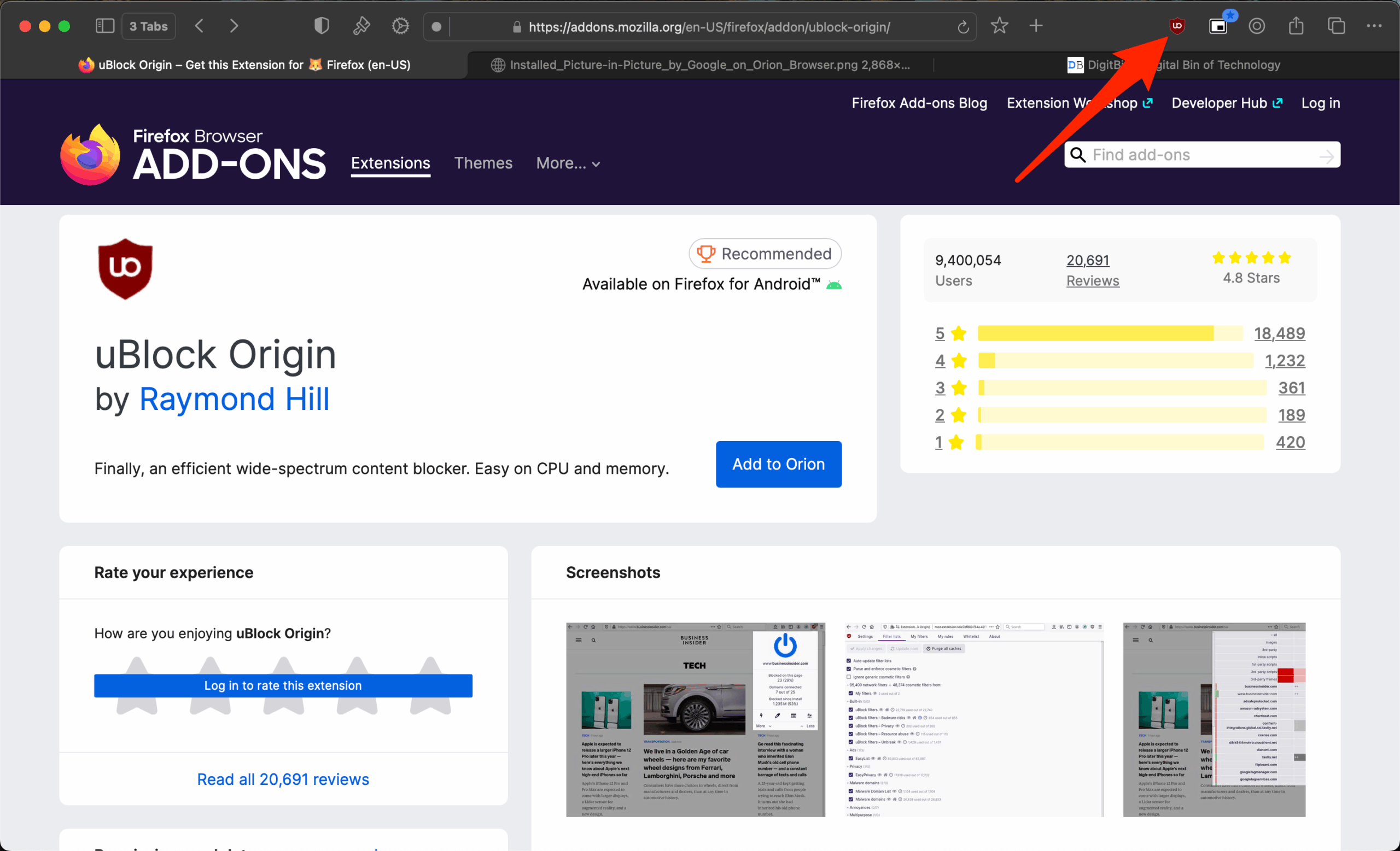 uBlock Origin installato, e ha funzionato perfettamente