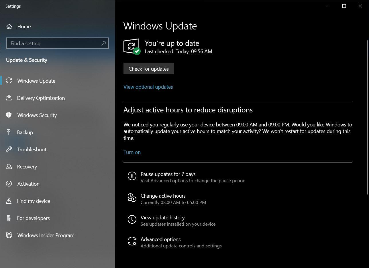 Klicken Sie auf das Windows-Symbol und suchen Sie nach Update