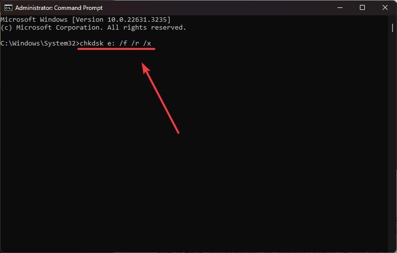 chkdsk cmd admin