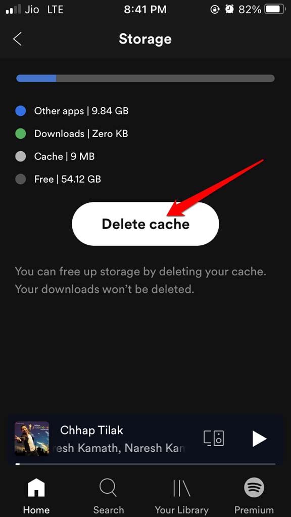 eliminar caché de Spotify