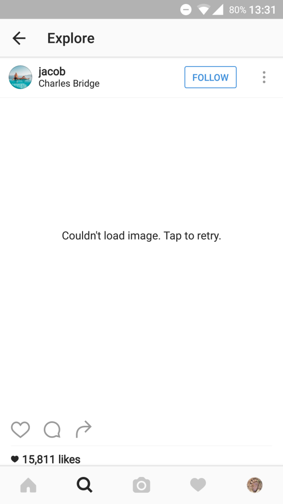 Instagram - Konnte Bild nicht laden, tippe zum erneuten Versuch