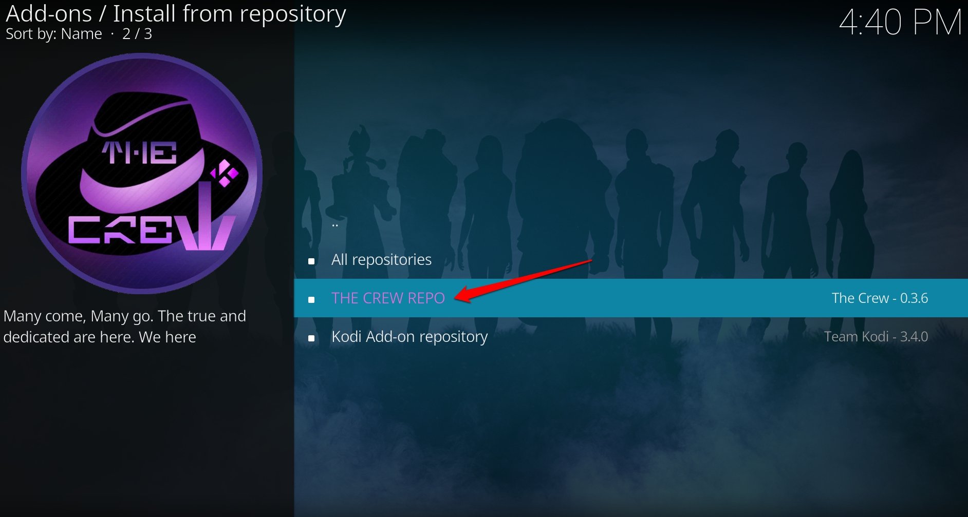 escolha o repositório do add on para instalar