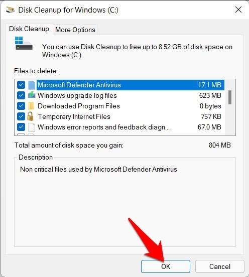 elimina file di sistema in windows 11
