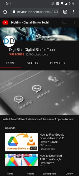 ouvrir youtube dans le navigateur sur android