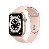 애플 워치 시리즈 6 (GPS + 셀룰러, 44mm) - 금색 알루미늄 케이스와 핑크 샌드 스포츠 밴드
