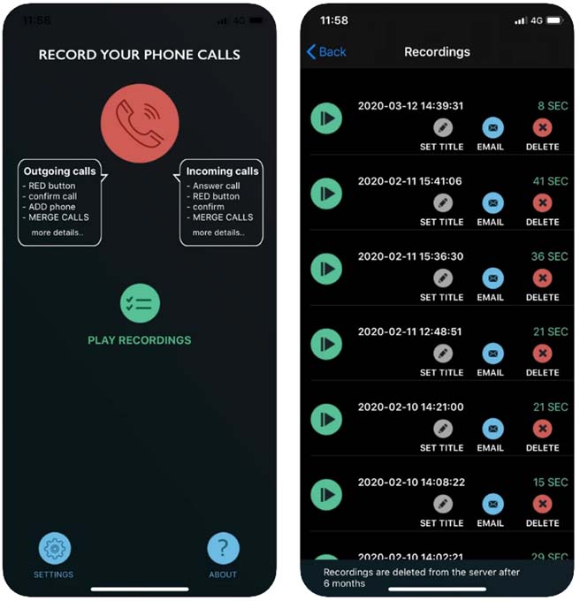 iOS用CallRec Liteアプリ