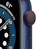애플 워치 시리즈 6 (GPS + 셀룰러, 44mm) - 파란색 알루미늄 케이스와 딥 네이비 스포츠 밴드