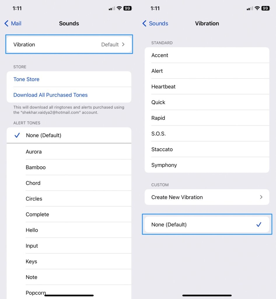 Impostazioni Vibrazione Posta iPhone - iPhone Vibra Casualmente