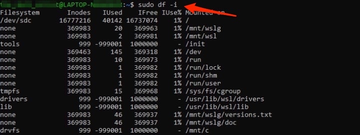 sudo df -i - Erro Sem Espaço Disponível no Dispositivo no Linux