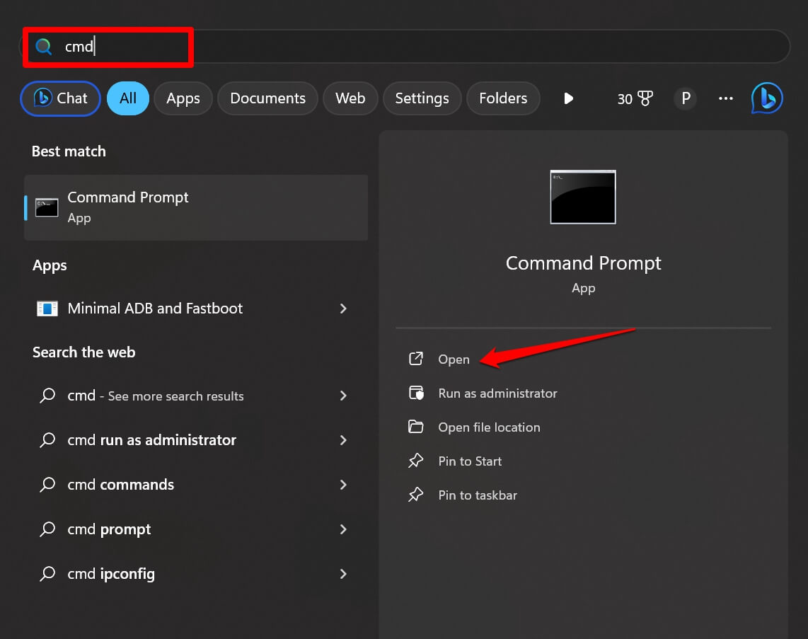 Windows 11에서 명령 프롬프트 실행