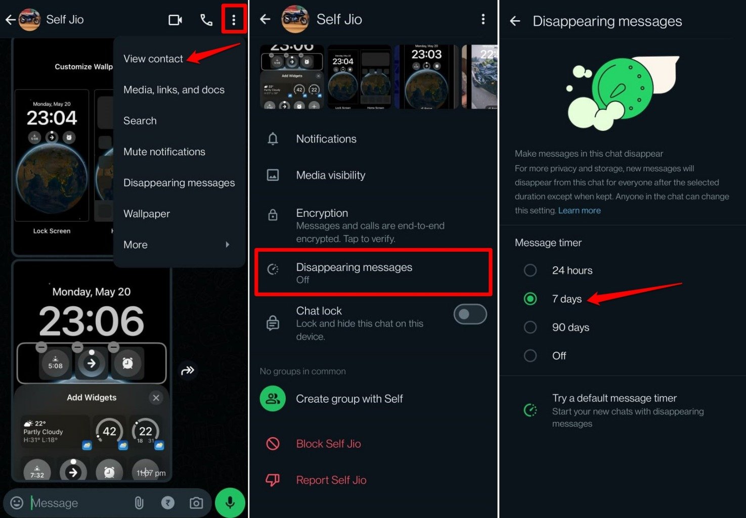 WhatsApp에서 사라지는 메시지 사용하는 방법 Android