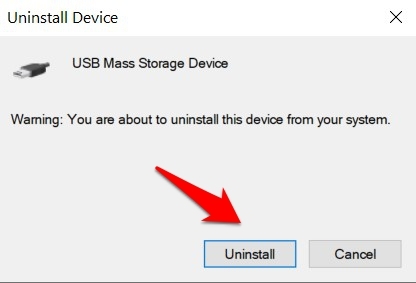Deinstallationsoption im Bestätigungsdialogfeld und warte, bis der Vorgang abgeschlossen ist