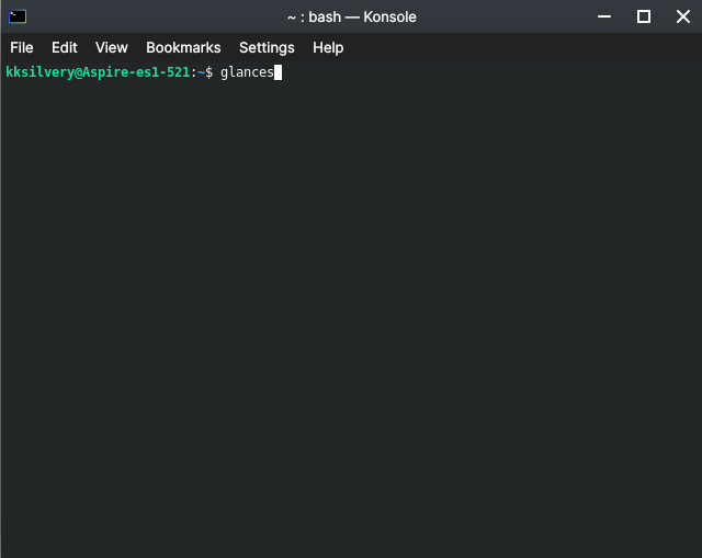 ターミナルに「Glances」と入力してエンターキーを押します
