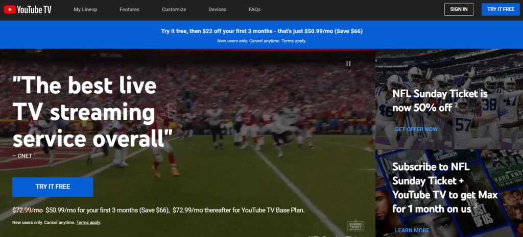 YouTube TV - Melhor Alternativa ao VipBox