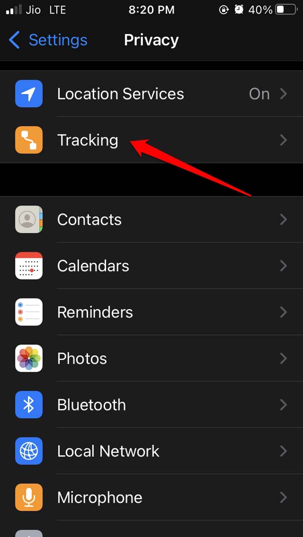 iOSトラッキングオプション