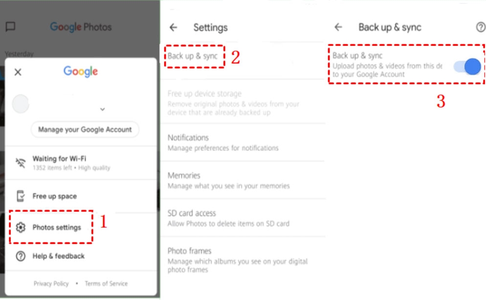 Controlla lo stato di backup e abilita la sincronizzazione - Google Foto 'Il tuo video sarà pronto a breve'