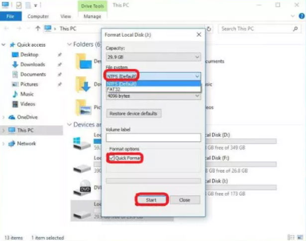 Cambia il formato dell'unità - Errore 0x800701B1 su PC Windows