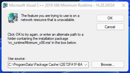 Errore Microsoft Visual C++2015 - 2019 in Windows 11