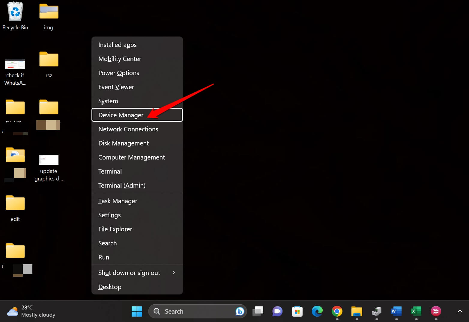 apri il gestore dispositivi di Windows