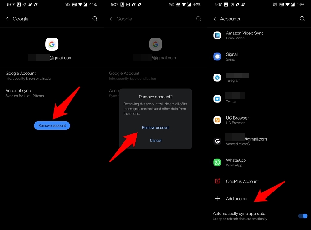 Google-Konto auf Android entfernen und erneut hinzufügen