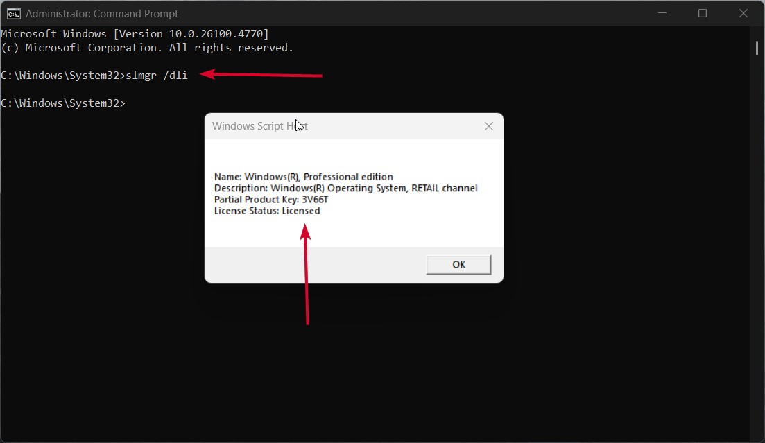 Comprobar si tu clave de Windows es genuina usando el símbolo del sistema (comando slmgr)