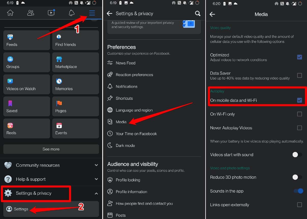 Immer automatisch abspielen, automatisch scrollen von kurzen Facebook-Videos