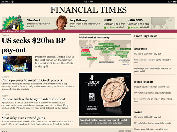 iPhone + iPad Gems : Financial Times, iTeleport, Mars Globe/HD, Osfoora HD + Reeder pour iPad