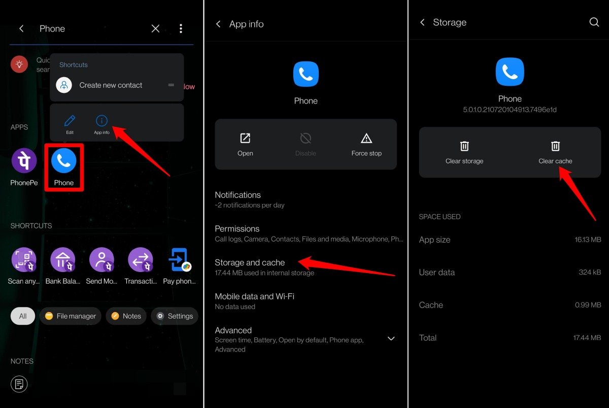 borrar caché de la aplicación del teléfono