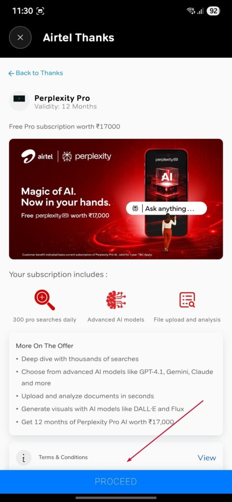 AirtelでPerplexity Proを1年間無料で入手する方法？ 4