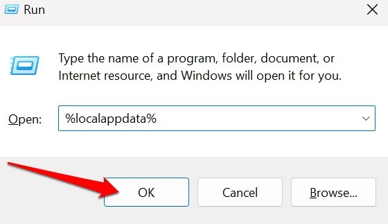 Apri la cartella dati app locali di Windows