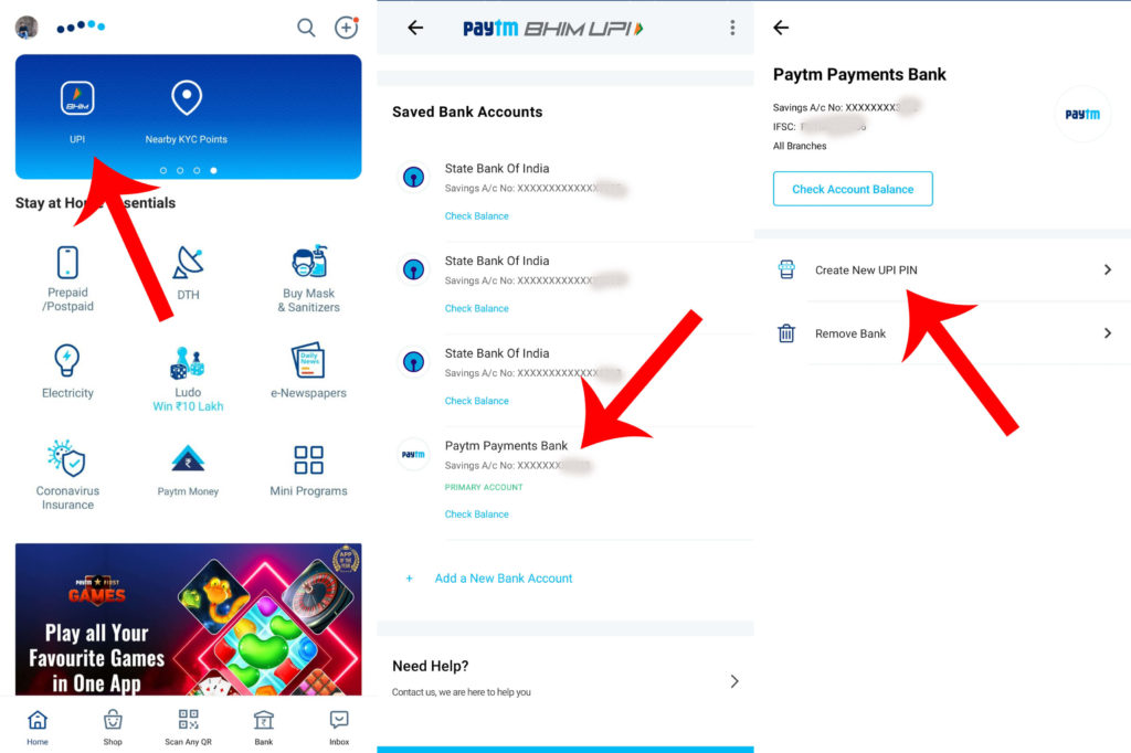 UPI PINを変更 - PayTM