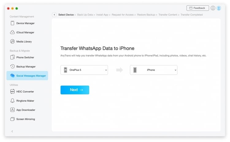 Transferir WhatsApp Para iPhone De Android