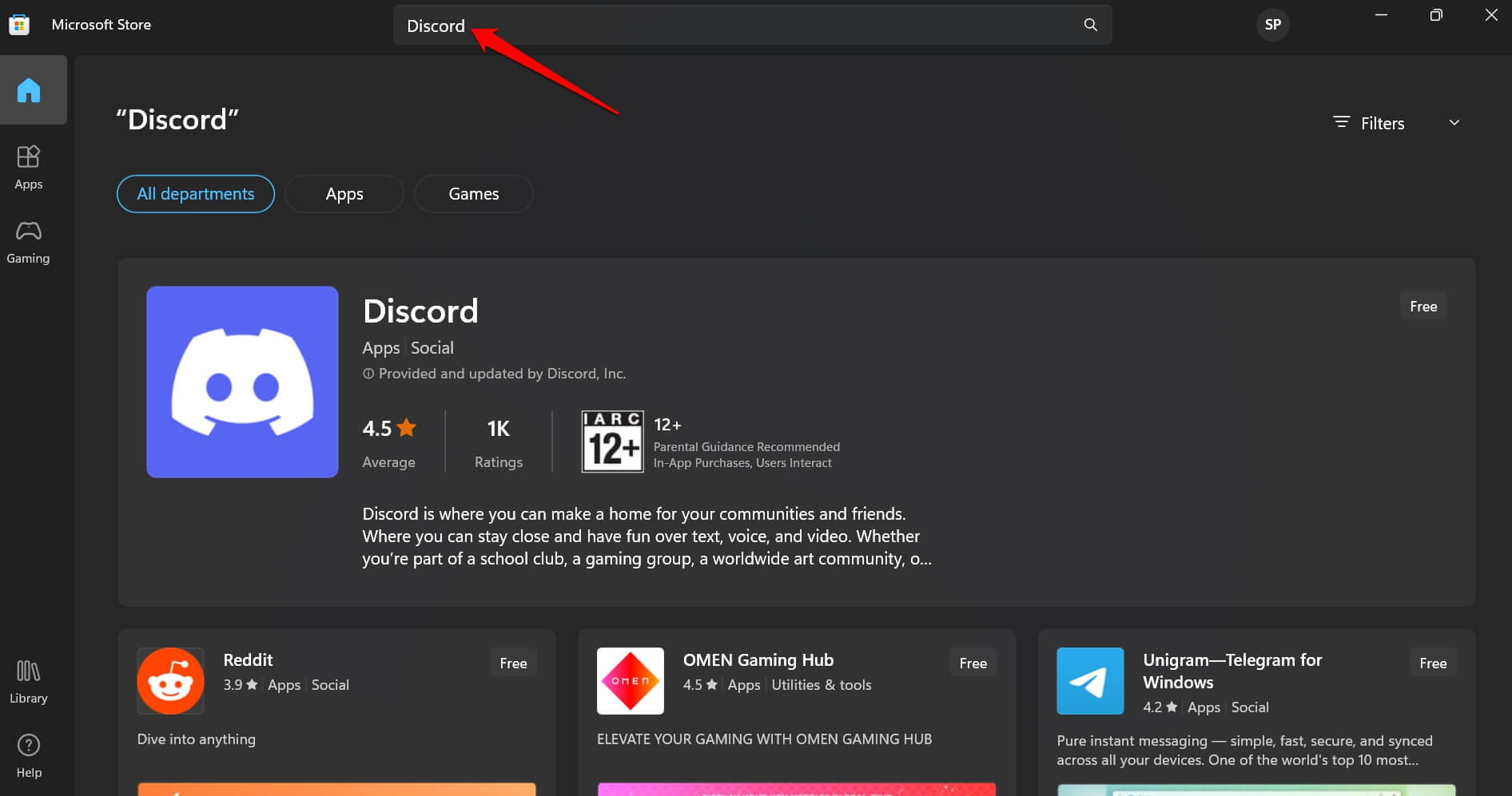 instalar Discord desde Microsoft Store