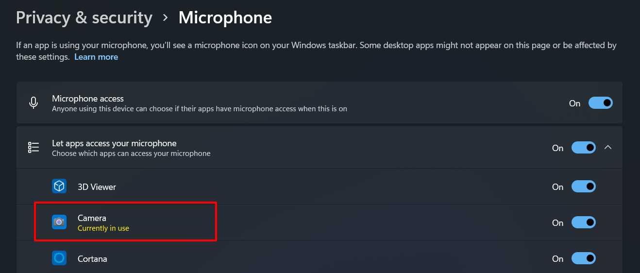 камера в данный момент используется windows 11