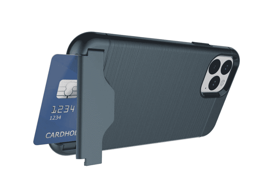 Capa de Couro Armado Escovado com Porta-Cartão para iPhone 11 Pro Max