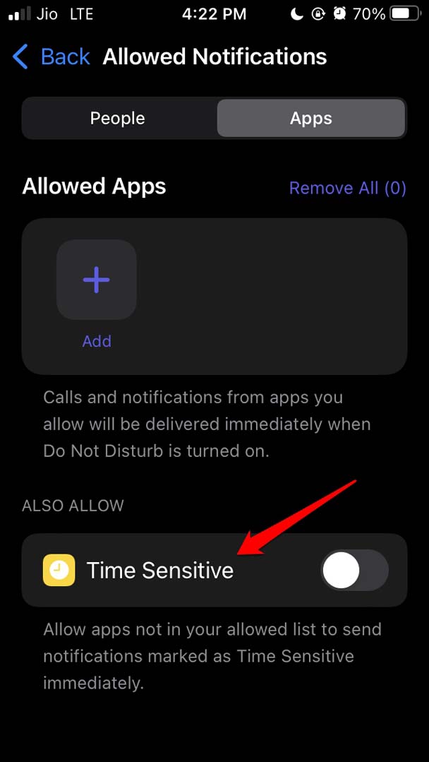 desactivar notificaciones sensibles al tiempo