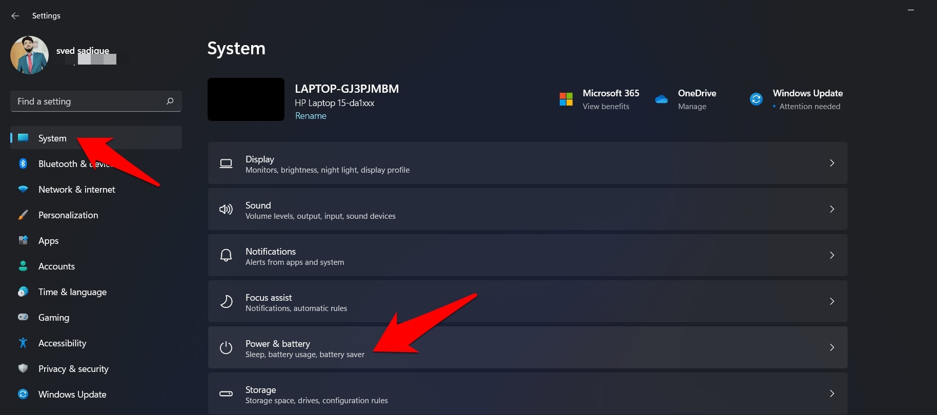 energia e bateria windows 11