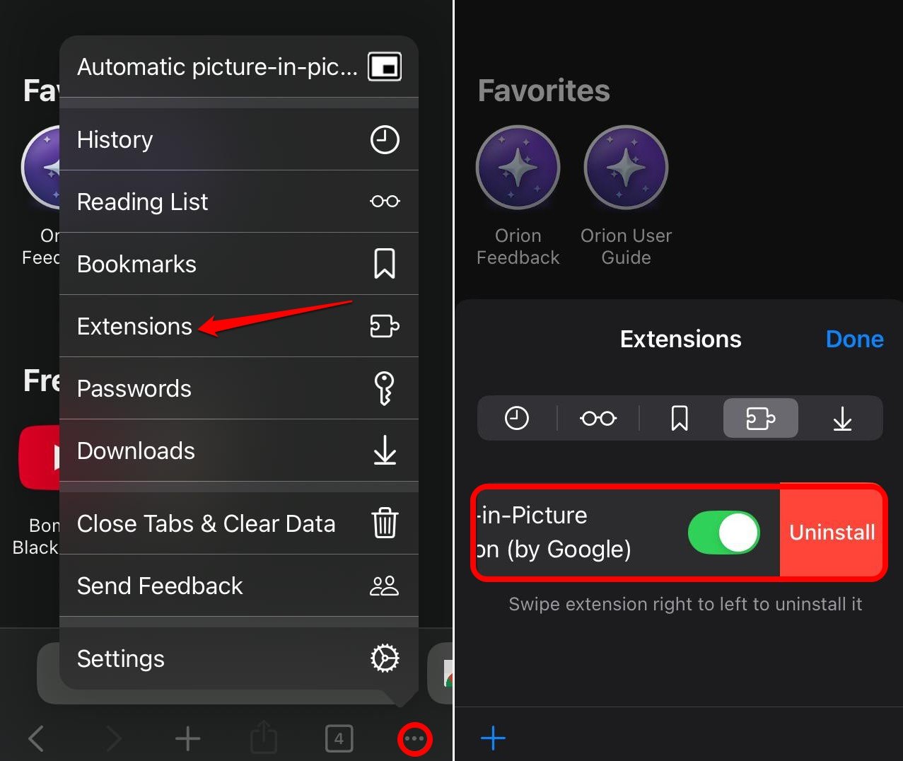 como desinstalar extensão do Chrome no iPhone