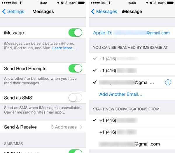 Messaggi di testo consegnati al telefono iPhone sbagliato