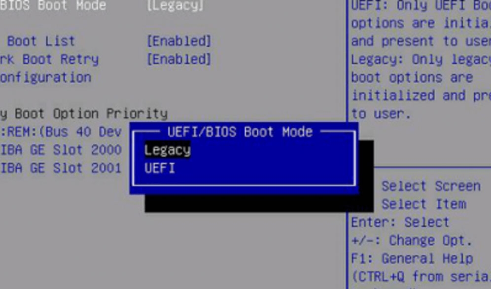Configura le opzioni di avvio UEFI/BIOS