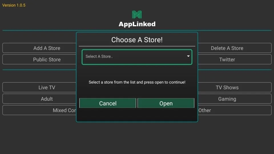 AppLinked - Sélectionner un Magasin - Codes AppLinked