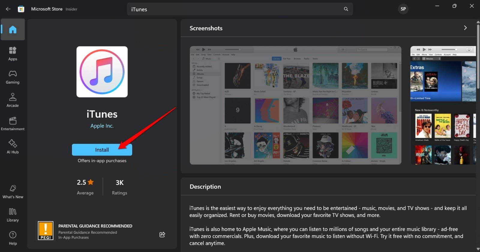 PCにiTunesをインストール