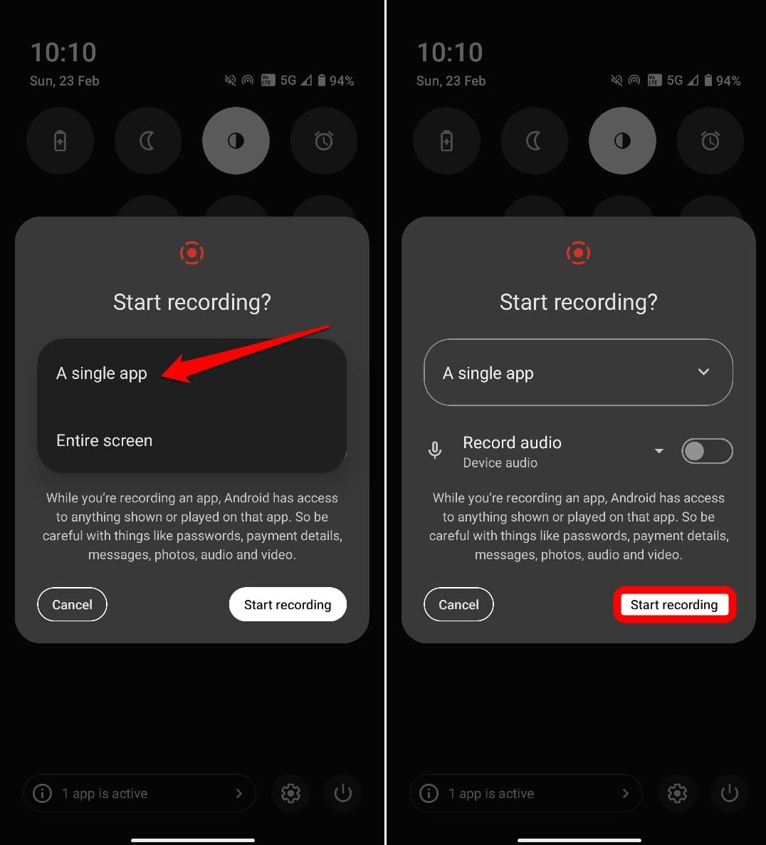 cómo grabar la pantalla de una sola aplicación en Android 15